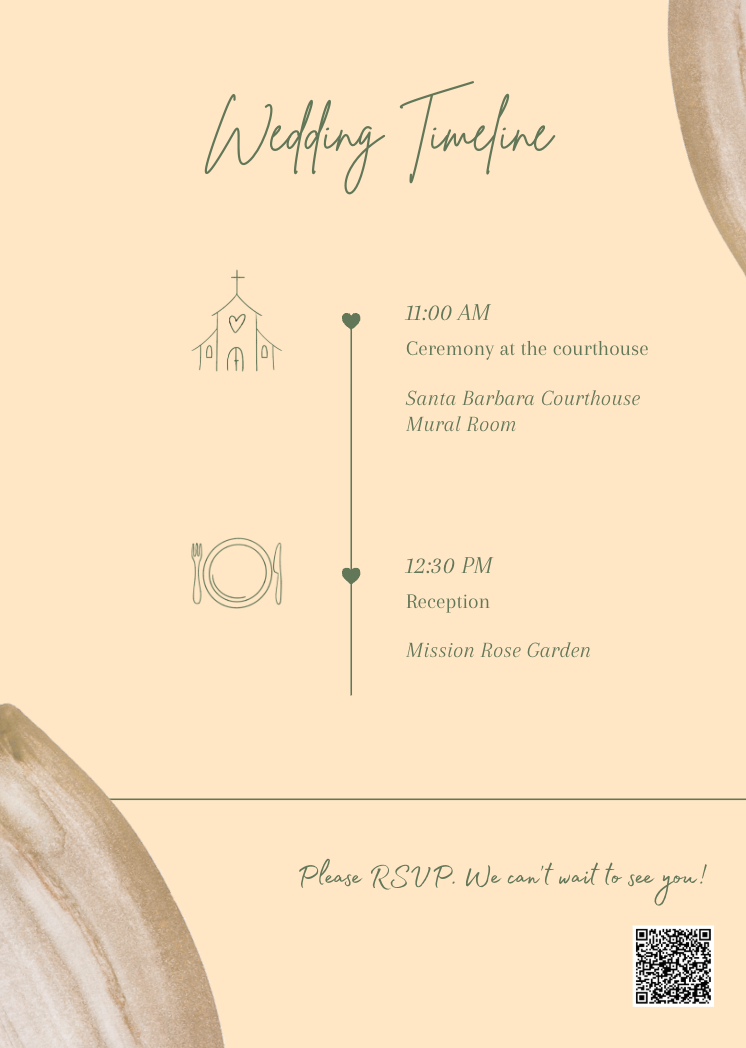Wedding day timeline card